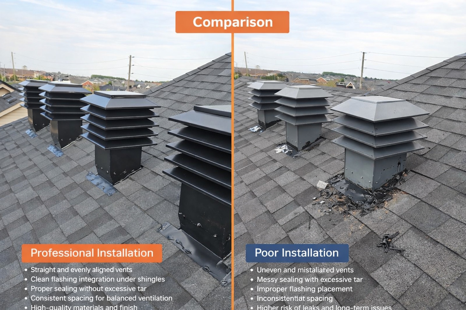 Roofing truck at a project